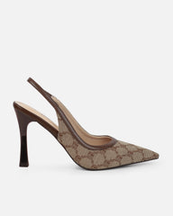 Tessah Brown Monogram Sling Back Court Shoes