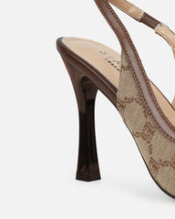 Tessah Brown Monogram Sling Back Court Shoes