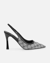 Tessah Grey Monogram Sling Back Court Shoes