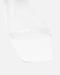 Thames Clear White Pearl Patent Espadrille Block Heeled Sandals