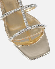 Trinitay Gold Mirror Flat Diamante Sandals