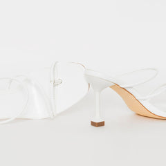 Jada Wide Fit White Snake Print Strappy Midi Heel Mules
