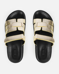 Adelle Gold Chunky Velcro Strap Flat Sandals