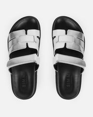Adelle Silver Chunky Velcro Strap Flat Sandals