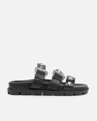 Edda Black Western Chunky Slide Sandals