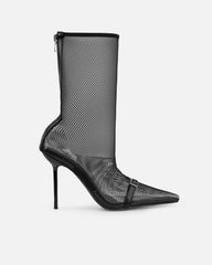 Veronika Black Mesh Heeled Sandals