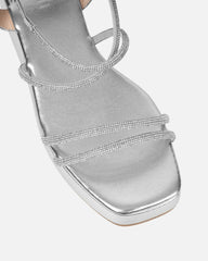 Vivii Silver Metallic Diamante Flatform Sandals