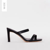 Dalla Wide Fit Black Snake Print Mid Heel Mules