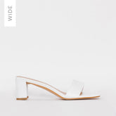 Ruhani Wide Fit White Snake Print Block Mid Heel Mules