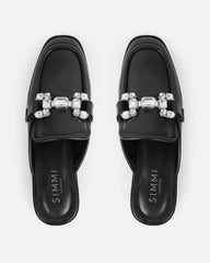Xanthe Black Diamanté Slip On Mules