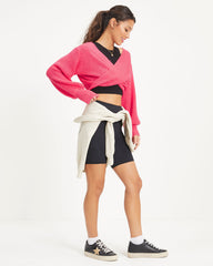 Cozy Little Something Crop Twist Front Sweater - Bright Pink  - SALE