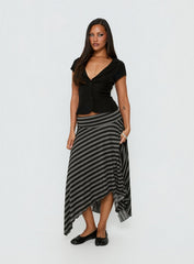 Alevia Asymmetrical Midi Skirt Black / Grey Stripe