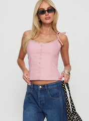 Dalanie Tie Strap Top Dusty Pink