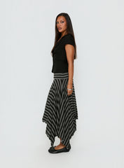 Alevia Asymmetrical Midi Skirt Black / Grey Stripe