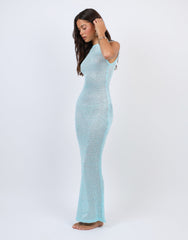 Tahiti Sequin Maxi Beach Dress In Blue