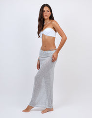 Solara Sequin Maxi Beach Skirt In Blue