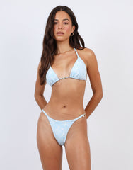 Bae Floral Textured Triangle Bikini Top In Blue
