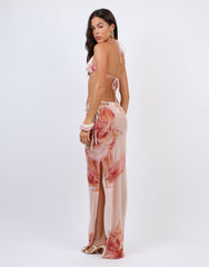 Hawaii Floral Print Mesh Maxi Skirt