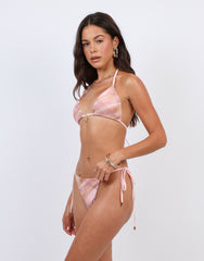 Moana Abstract Print Triangle Bikini Top In Pink
