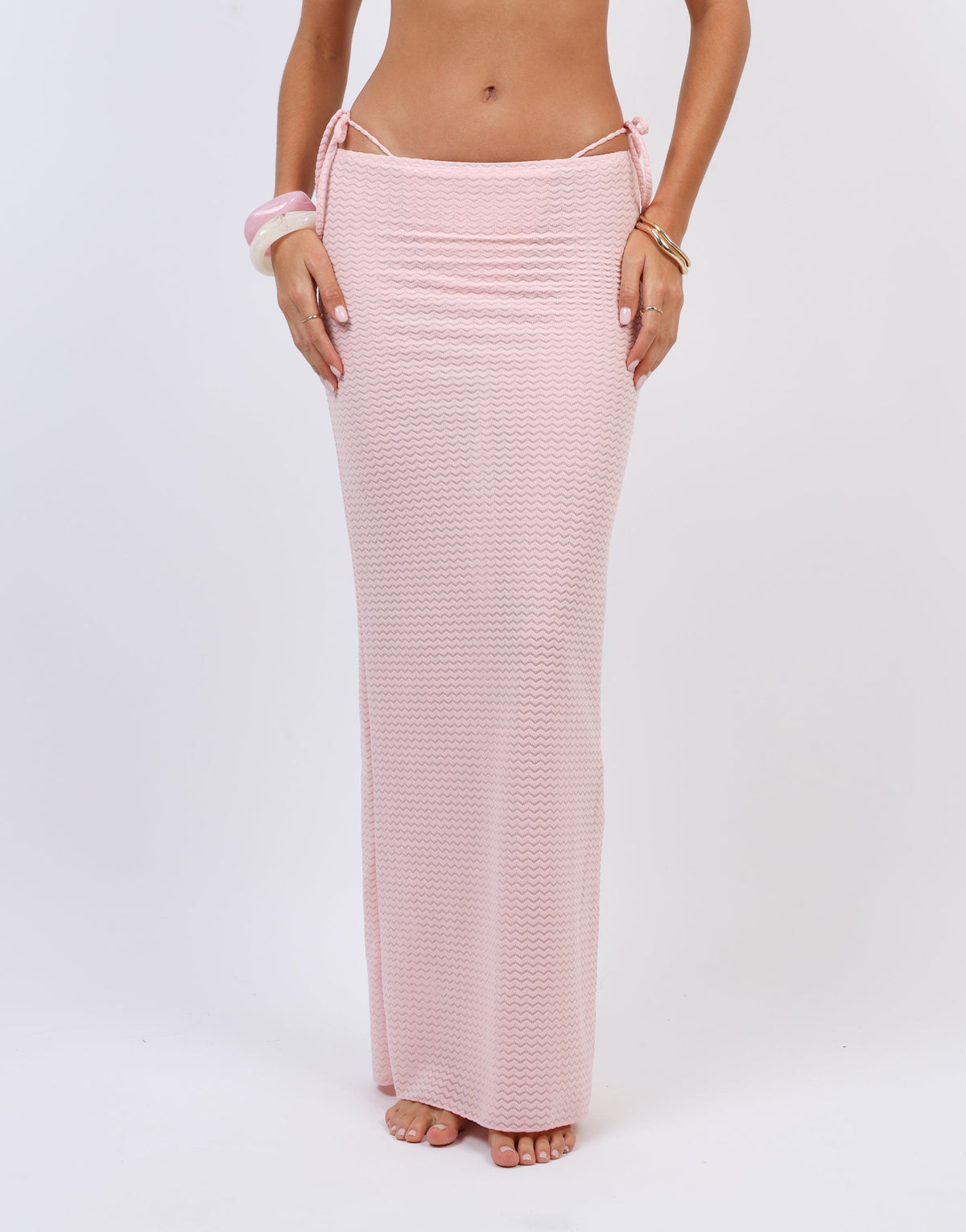 Kylie Chevron Beach Maxi Skirt in Pink