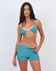 Shai Towelling Stripe Shorts in Blue