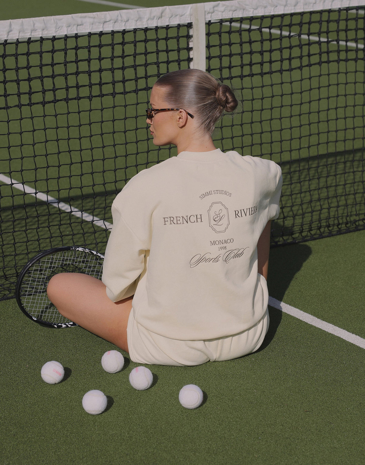 Cove Simmi Studios Embroidered Logo Sweatshirt In Cream