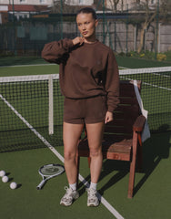 Riva Simmi Studios Embroidered Logo Shorts In Brown
