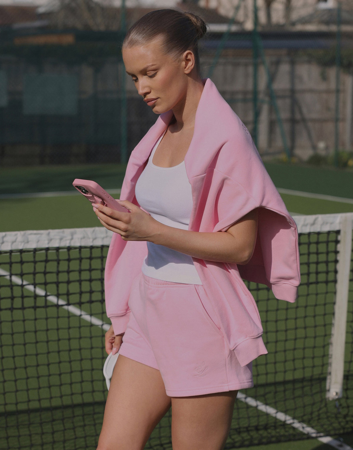Riva Simmi Studios Embroidered Logo Shorts In Pink
