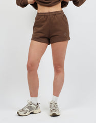 Riva Simmi Studios Embroidered Logo Shorts In Brown