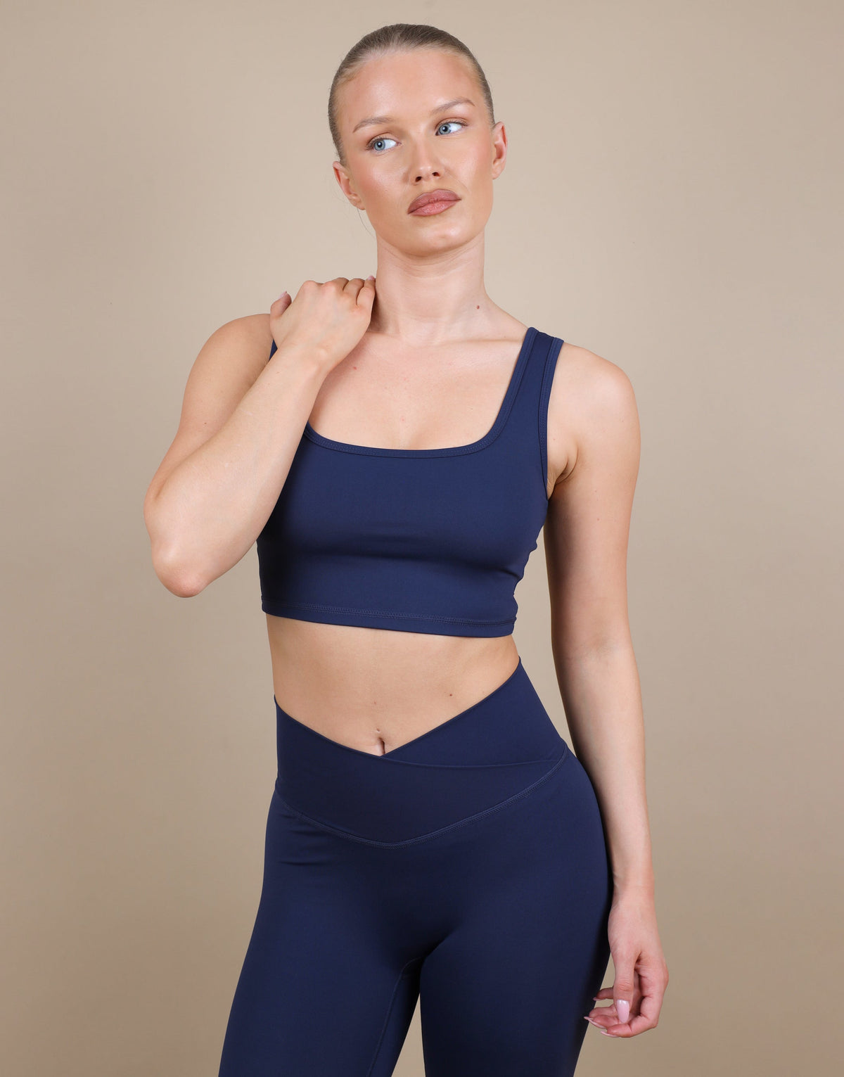 Teagan Square Neck Cropped Tank Top In Navy