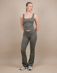 Rhea Square Neck Tank Top In Olive
