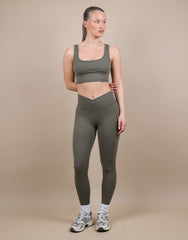 Teagan Square Neck Cropped Tank Top In Olive