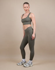 Teagan Square Neck Cropped Tank Top In Olive