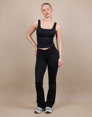 Rhea Square Neck Tank Top In Black