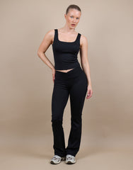Cleo Ruched Front Flared Leggings In Black