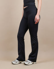Cleo Ruched Front Flared Leggings In Black