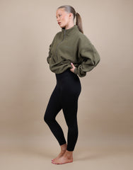 Bronte Simmi Studios Zip Through Funnel Neck Sweatshirt In Olive