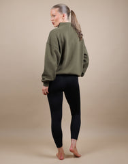 Bronte Simmi Studios Zip Through Funnel Neck Sweatshirt In Olive