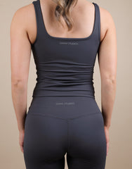 Rhea Square Neck Tank Top In Slate