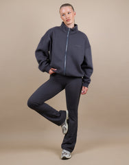 Bronte Simmi Studios Zip Through Funnel Neck Sweatshirt In Slate