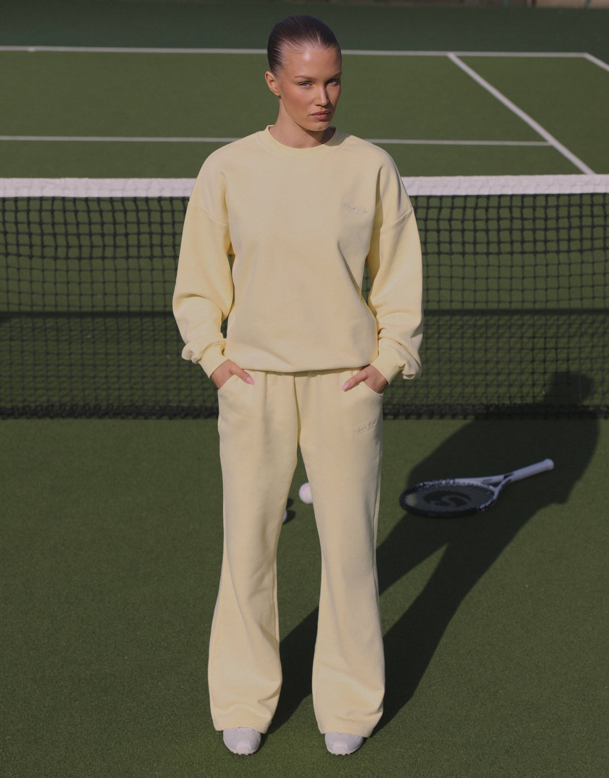 Rue Simmi Studios Embroidered Logo Sweatshirt In Yellow
