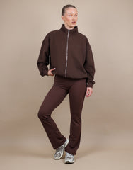 Bronte Simmi Studios Zip Through Funnel Neck Sweatshirt In Brown