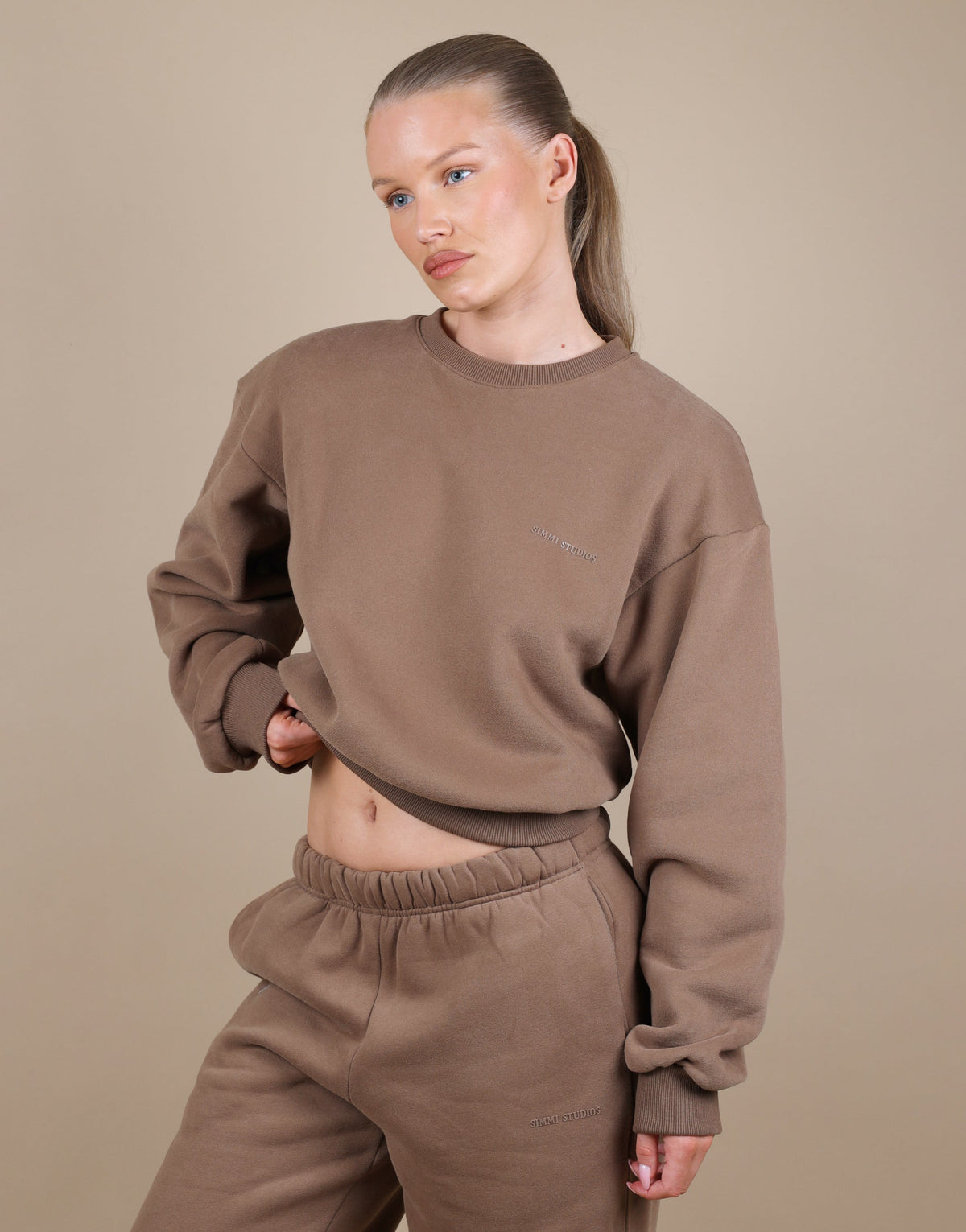 Kendall Cropped Sweatshirt in Mocha