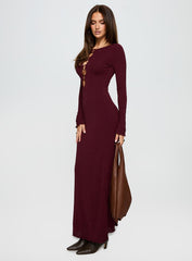 Dejonge Ring Long Sleeve Maxi Dress Currant