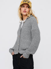 Darcel Button Up Knit Cardigan Grey