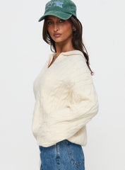 Brodey Collared Cable Knit Sweater Cream