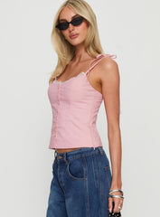 Dalanie Tie Strap Top Dusty Pink
