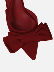 Toppaz Dark Red Velvet Bow Heeled Sandals