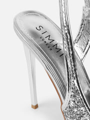 Hollie Silver Glitter Slingback Court Shoes
