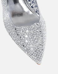 Kris Clear Silver Embellished Court Shoes